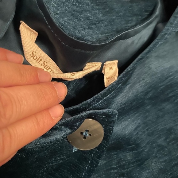 SOFT surroundings flona teal chenille velvety tunic blazer sz medium - Picture 5 of 6